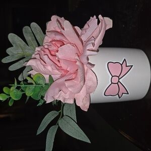 Charming Pink Faux Floral Arrangement in White Pot